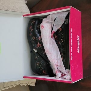 Alegria women leather booties, black, fur trim size 40